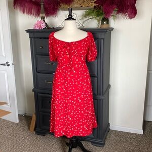 Red Peasant summer sun dress xl
